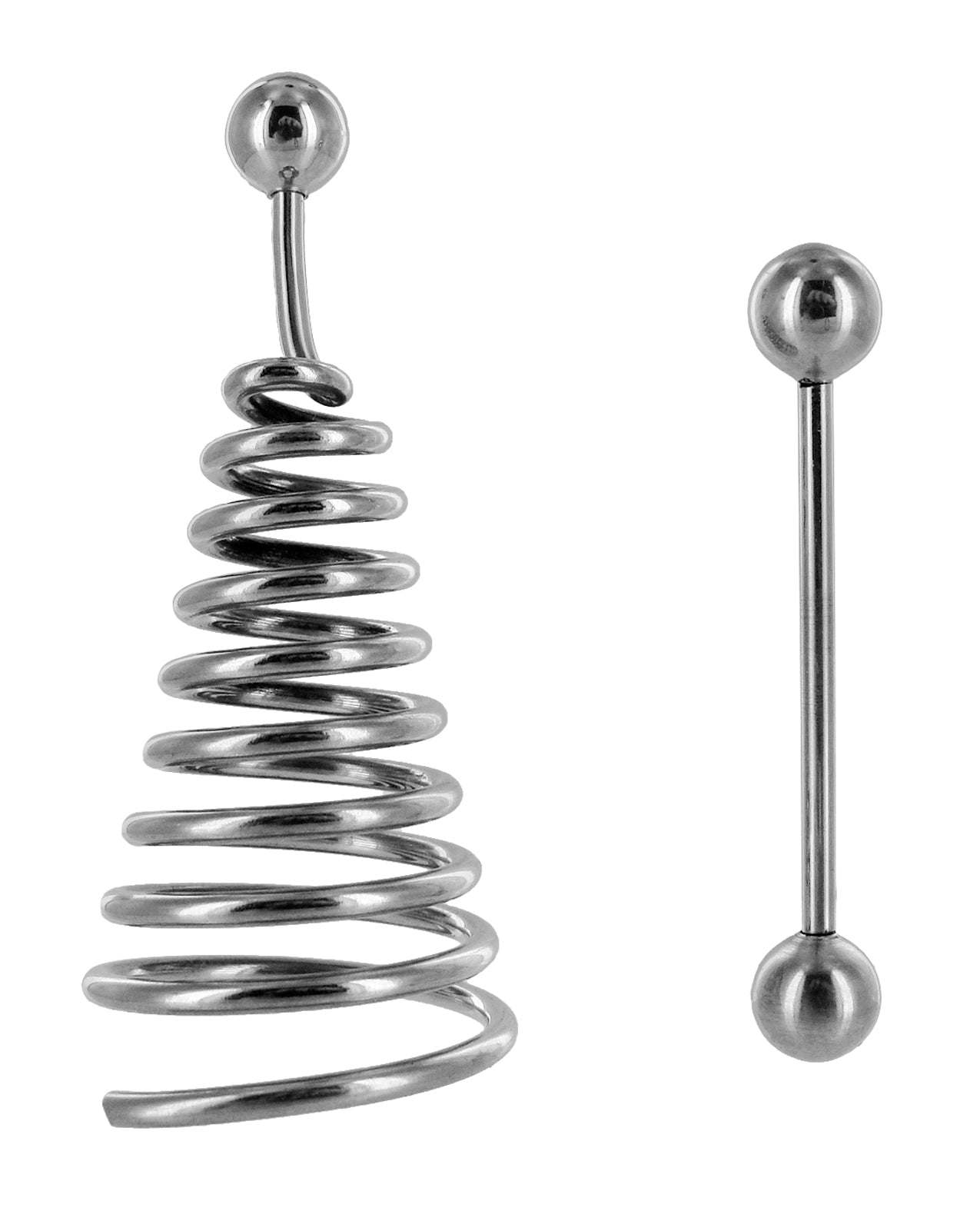 Master Series Nipple Spiral Extender and Barbell stainless steel piercing jewelry set