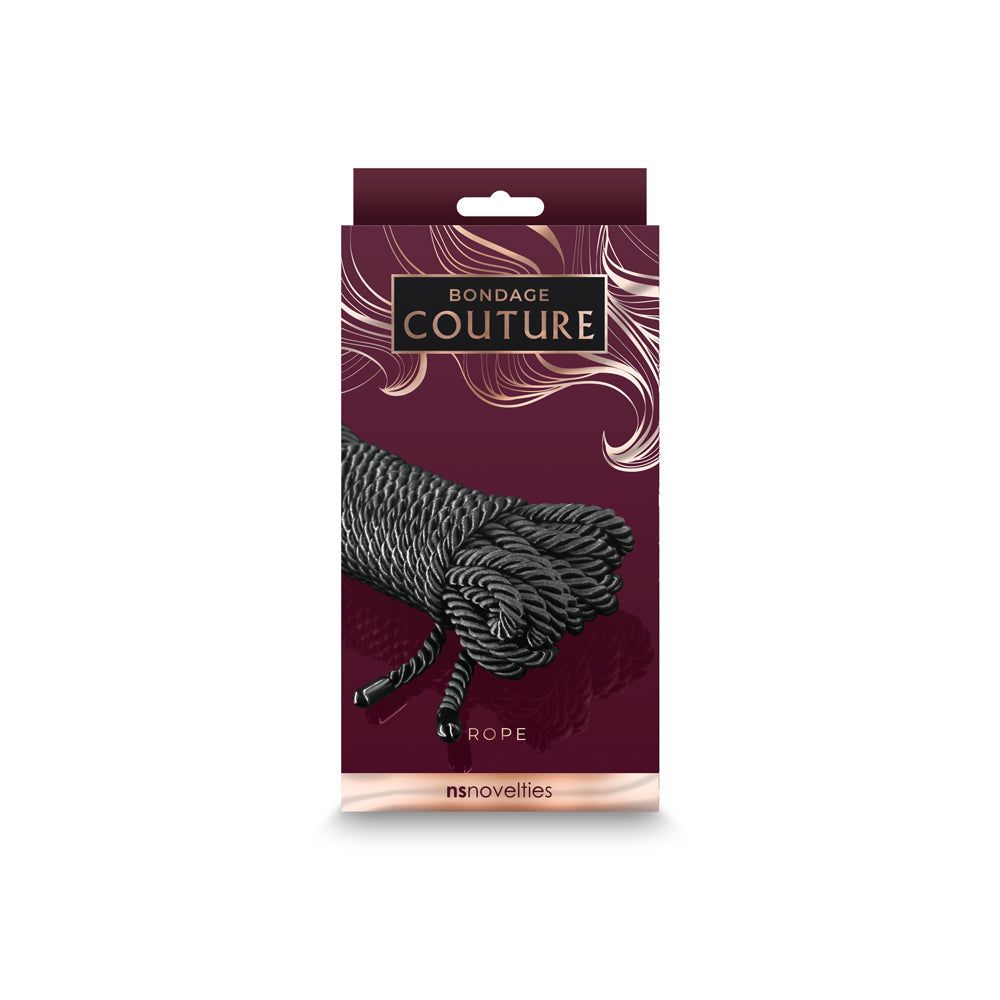 Black Bondage Couture Rope 25 ft in stylish packaging by NS Novelties