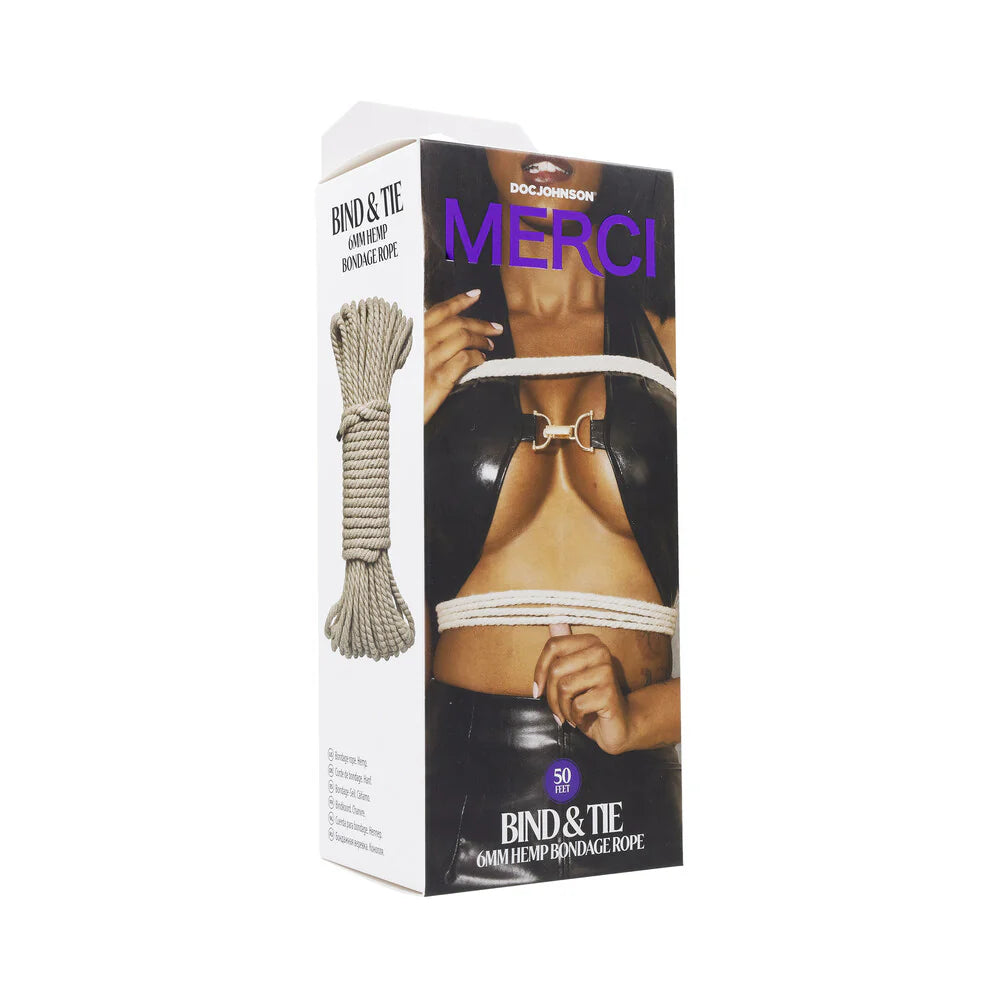 Merci Bind & Tie 6mm Hemp Bondage Rope 50 ft. Natural by Bondage & Fetish Toys