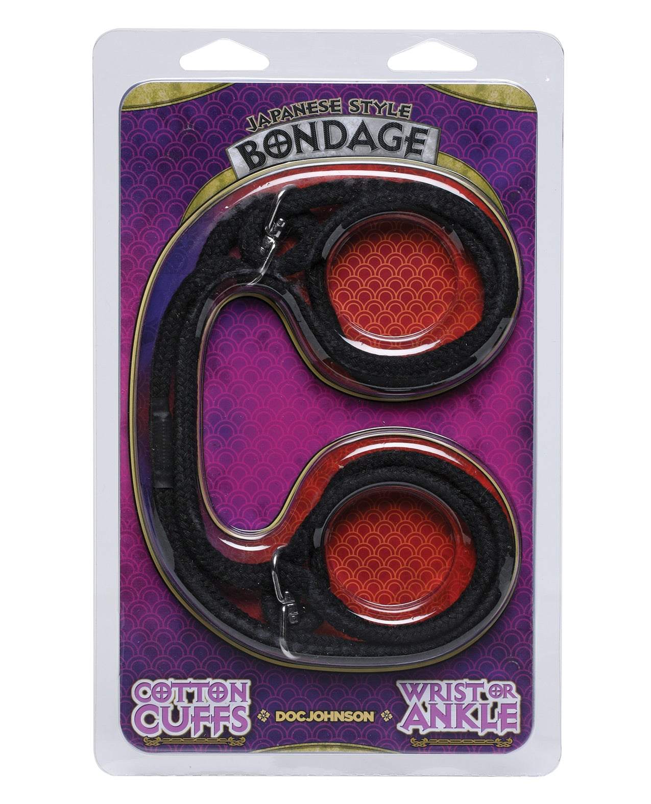 Japanese Style Bondage black cotton wrist or ankle rope cuffs in packaging