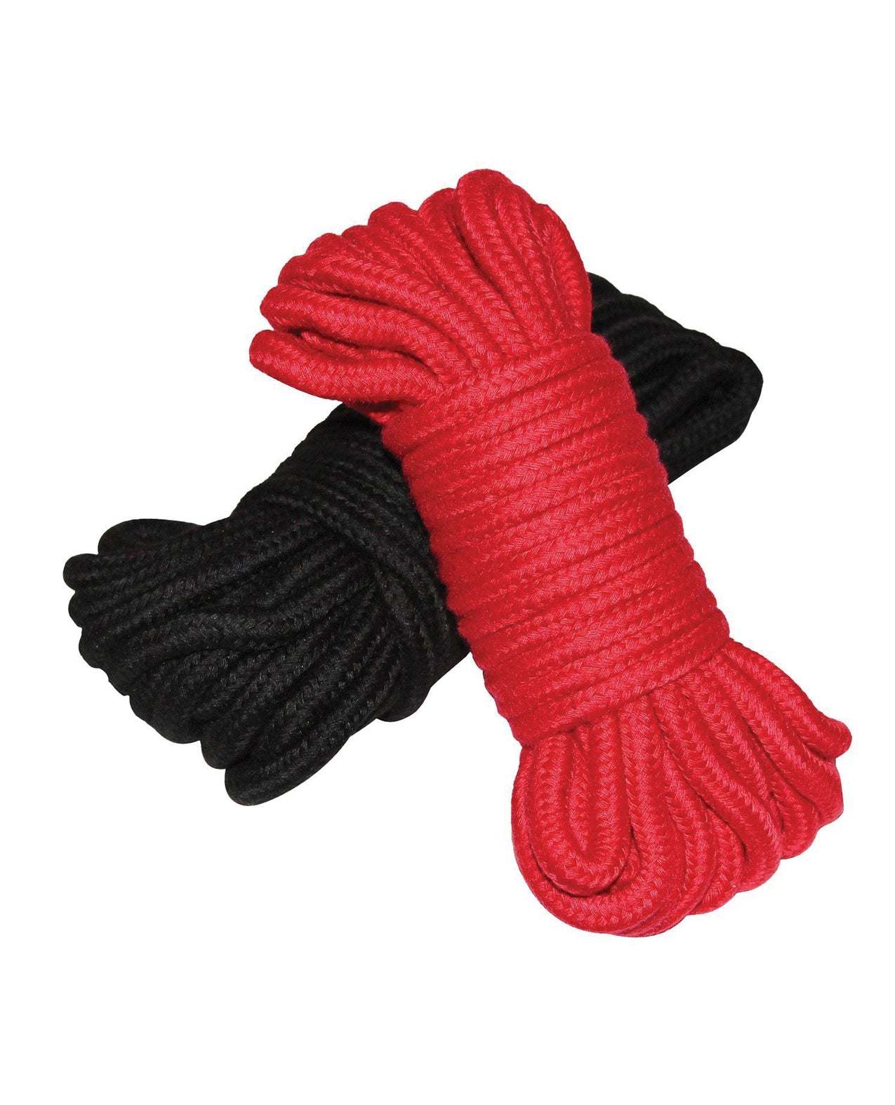 Plesur Cotton Shibari bondage rope 2 pack in black and red, soft durable cotton ropes for BDSM play.