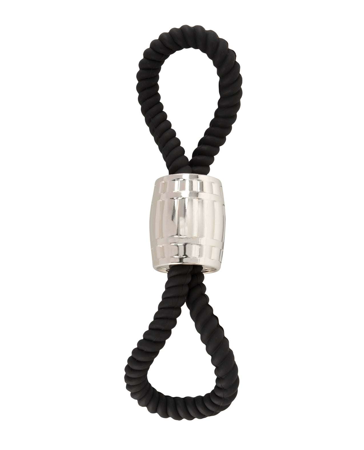 Black Rebel Two Loop heavy rope cock lasso with metal sliding weight for erotic play