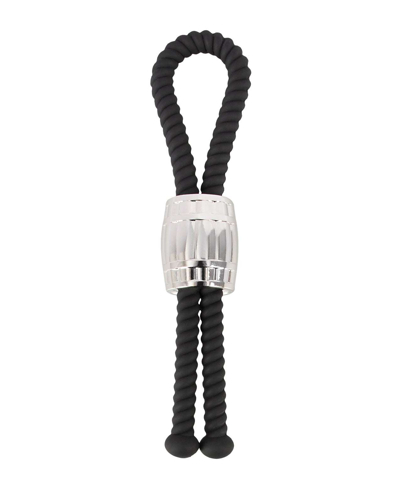 Rebel Heavy Rope Cock Lasso in black with adjustable metal slider for intimate restraint and pleasure enhancement