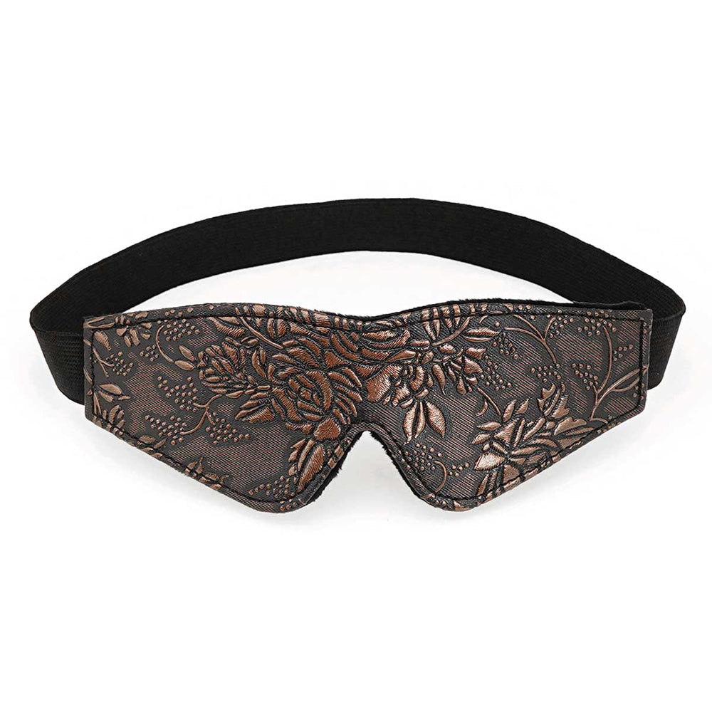 Blindfold Brown PU Floral Print With Faux Fur Lining by Bondage & Fetish Toys