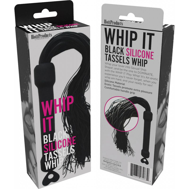 Whip It Black Pleasure Whip With Tassels by Bondage & Fetish Toys