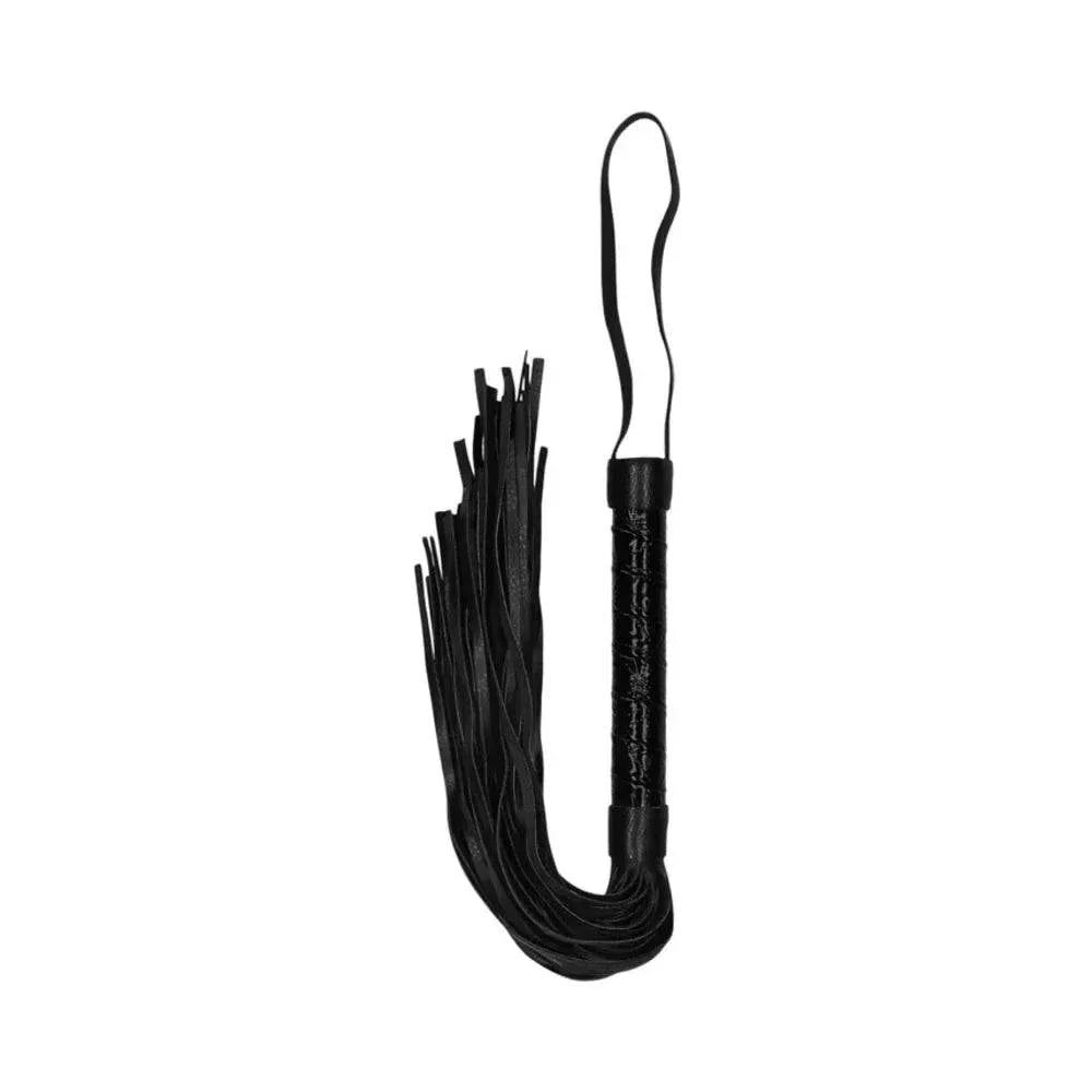 Ouch! Luxury Diamond-Patterned Whip Flogger Black by Bondage & Fetish Toys