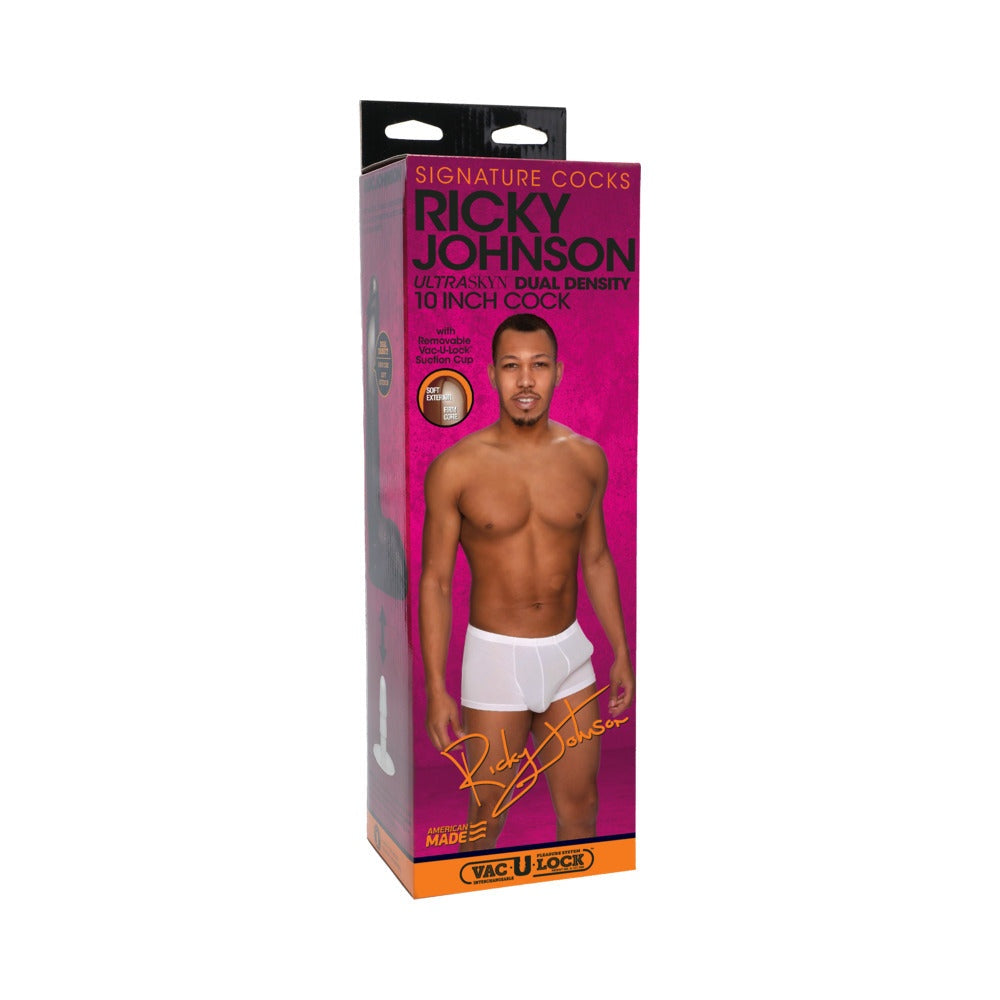 Signature Cocks Ricky Johnson 10-inch ULTRASKYN realistic dildo with Vac-U-Lock suction cup packaging