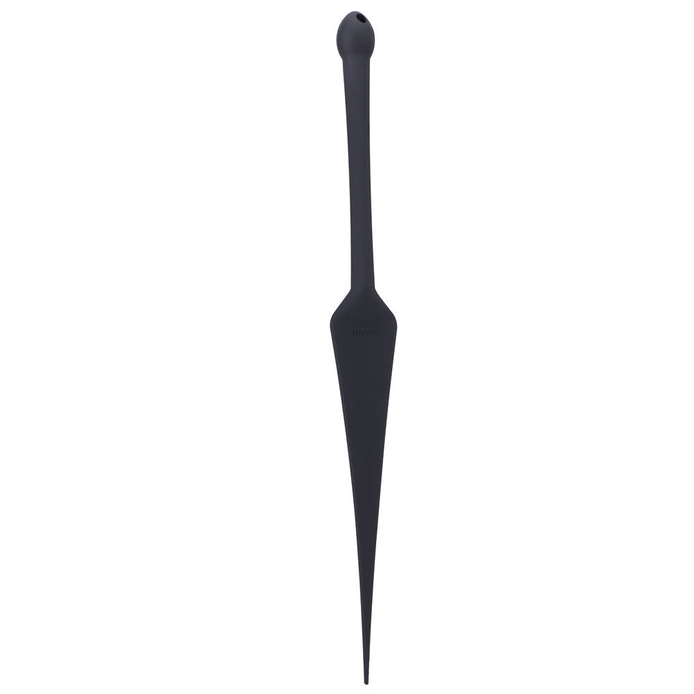 Tantus Dragon Tail silicone paddle with narrow tip and insertable handle for impact and intimate play, 16.75 inches long