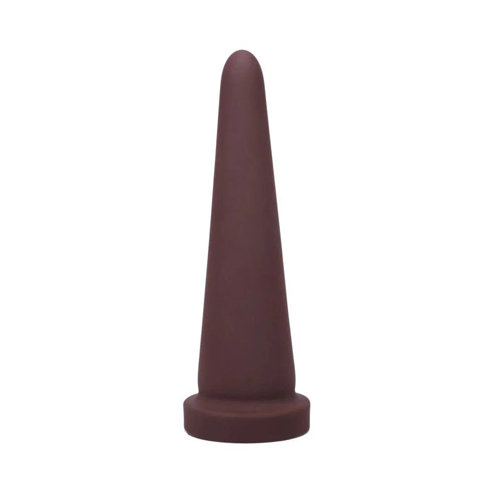 Tantus Cone Small Firm Dildo in garnet color, tapered silicone design for training and pleasure.