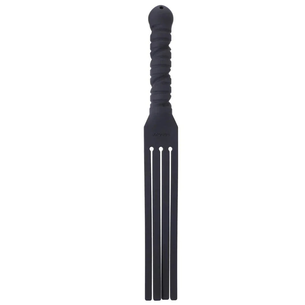 Tantus Tawse It silicone paddle with four tongues and textured handle for impact play.