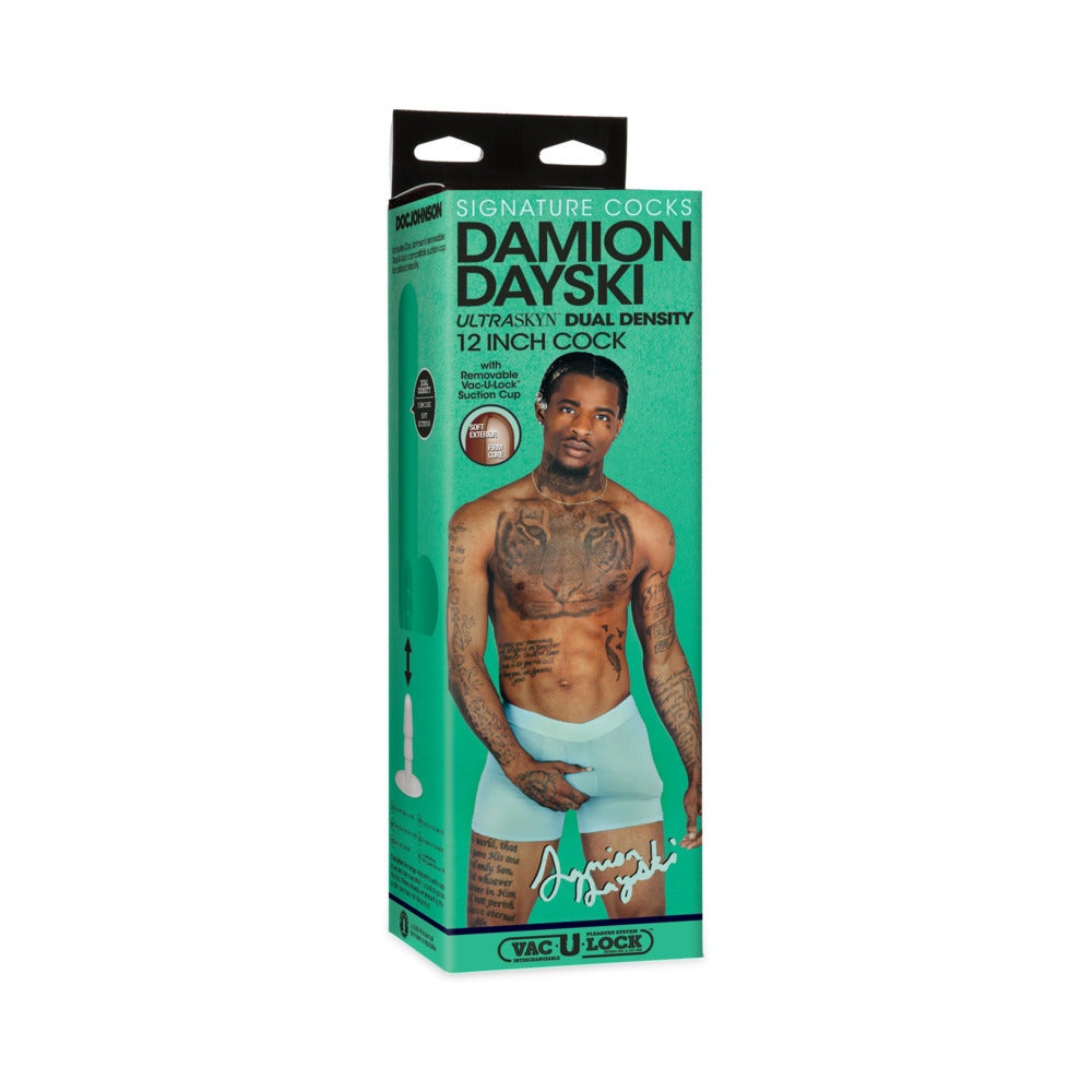 Signature Cocks Damion Dayski ULTRASKYN Cock with Removable Vac-U-Lock Suction Cup 12in Chocolate by Anal Toys & Stimulators