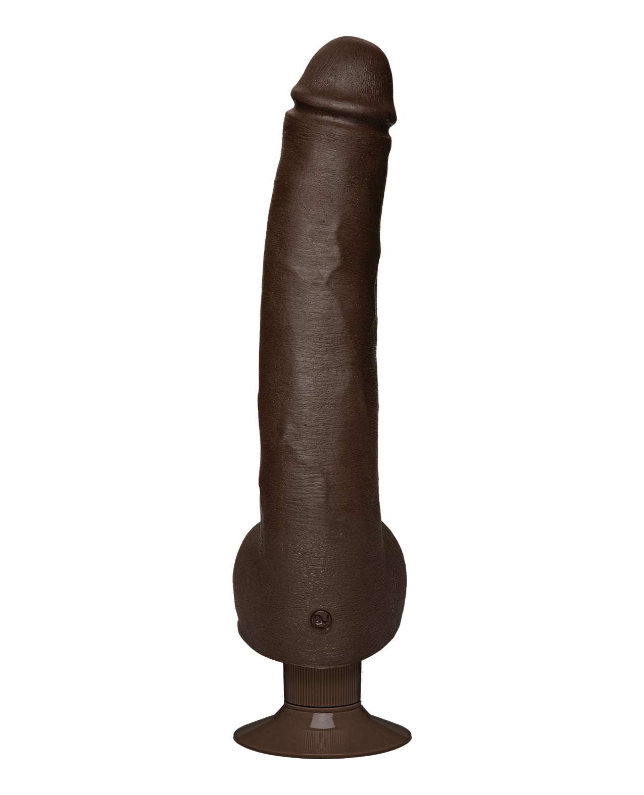Signature Cocks ULTRASKYN 12-inch realistic vibrating dildo with Vac-U-Lock suction cup in dark brown