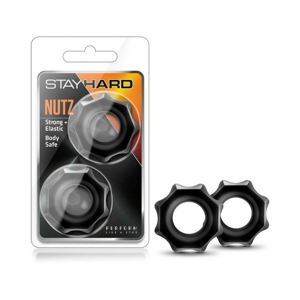 Stay Hard Nutz Cockring 2-pack black elastic and body-safe rings for enhanced stamina and stronger erections