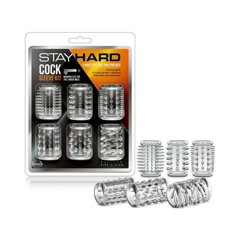 Stay Hard 6-Piece clear textured cock sleeve kit for enhanced intimate pleasure and stimulation