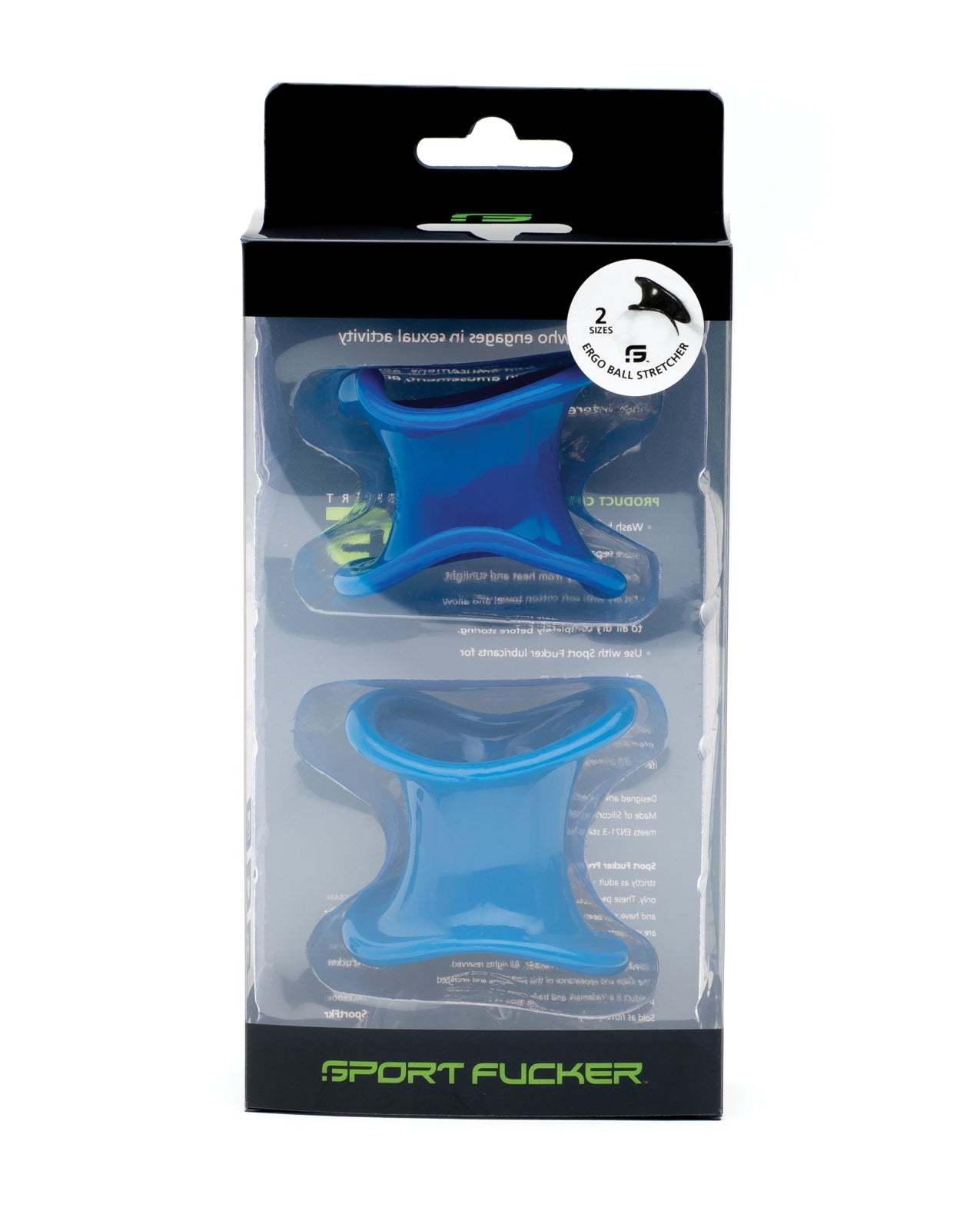 Sport Fucker Ergonomic Ball Stretcher Kit with adjustable blue comfort rings in packaging