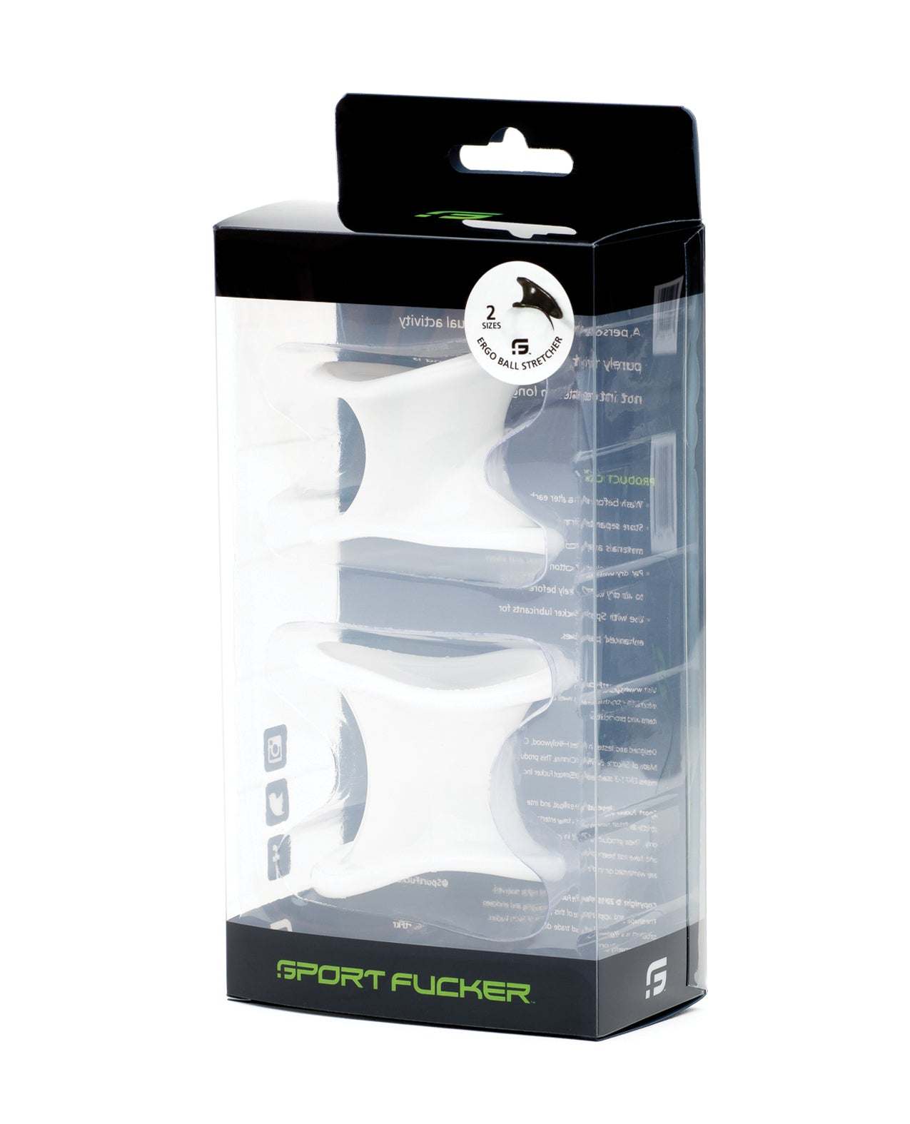 Sport Fucker Ergonomic Ball Stretcher Kit with adjustable comfort rings in clear packaging