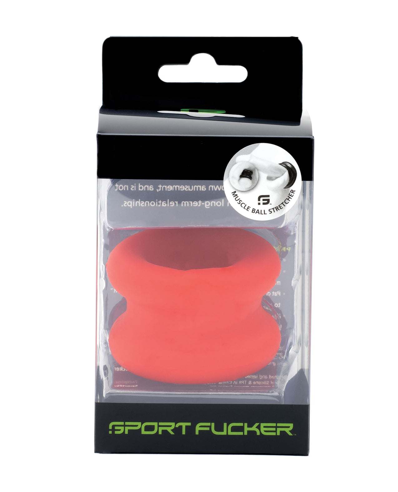 Sport Fucker Silicone Muscle Ball Stretcher in red, thick and comfortable stretchy silicone design for added weight and comfort.