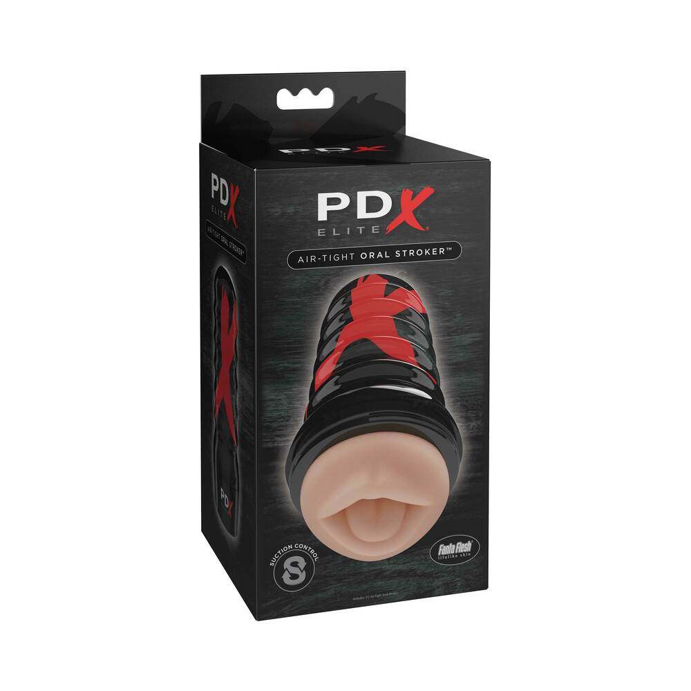 PDX Elite Air Tight Oral Stroker Beige/Black by Masturbators and Strokers