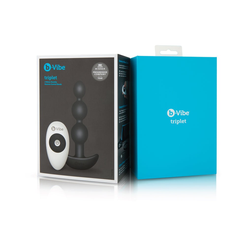 b-Vibe Triplet Rechargeable Remote-Controlled Vibrating Anal Beads Plug Black by Vibrators and Massagers