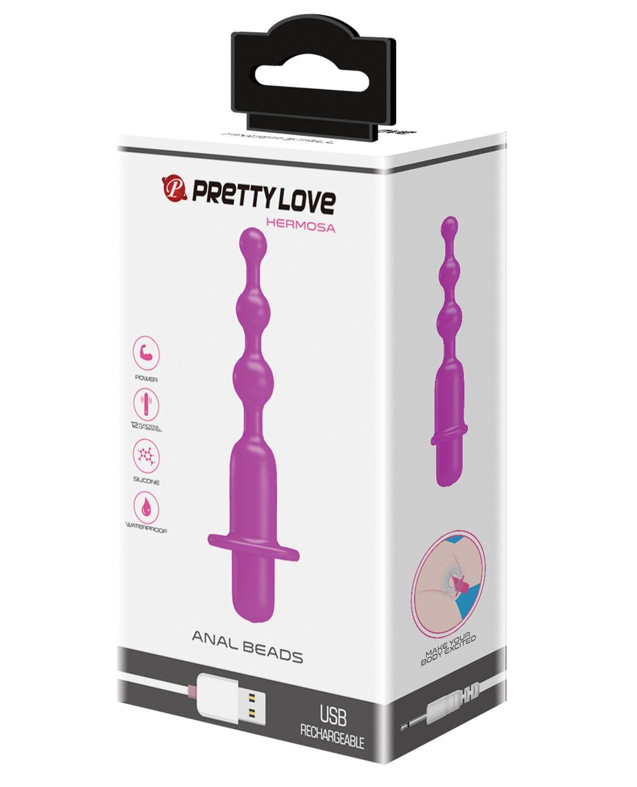 Pretty Love Hermosa Anal Beads Vibrator - 12 Functions Fuchsia by Anal Toys & Stimulators