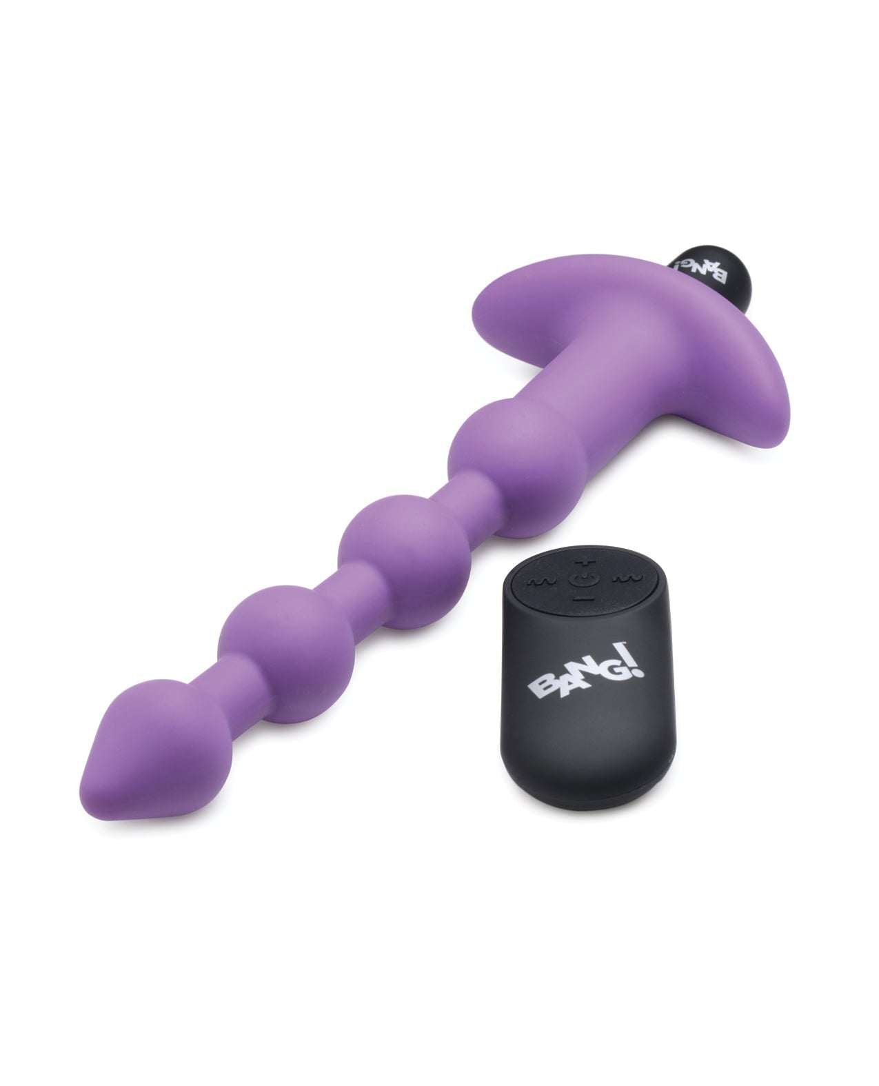 Purple Bang! 28X vibrating silicone anal beads with tapered tip and wireless remote control