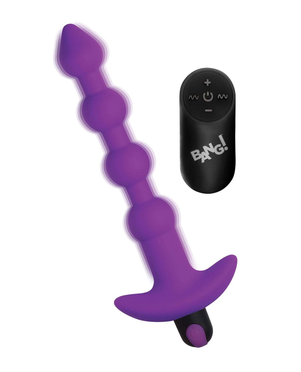Purple Bang! 28X vibrating silicone anal beads with tapered tip and wireless remote control