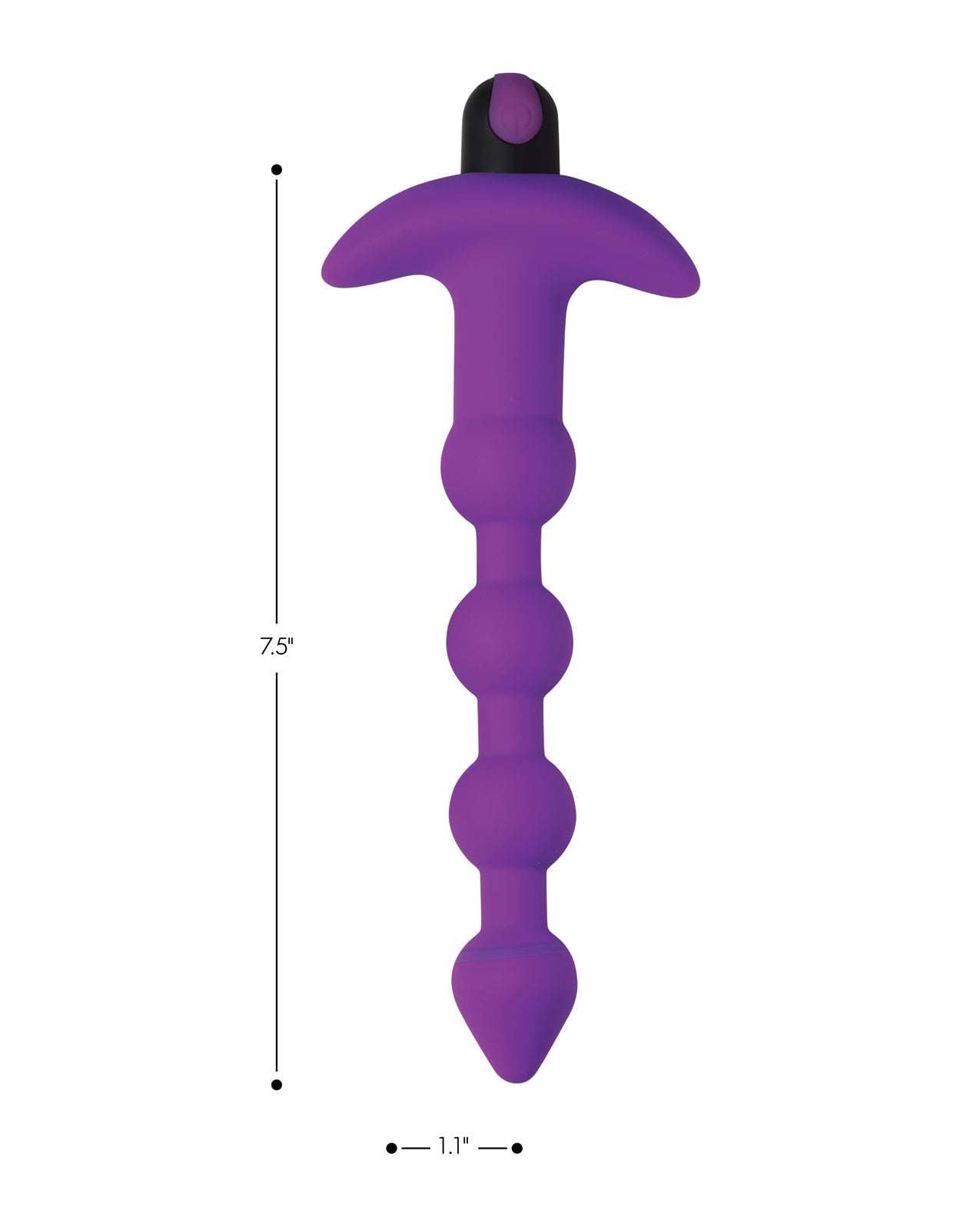 Purple Bang! 28X vibrating silicone anal beads with remote control, 7.5 inches long and waterproof design