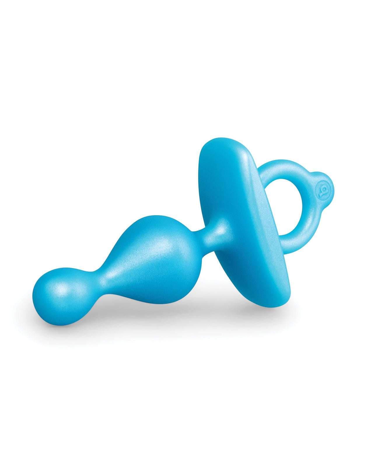 b-Vibe Pop Silicone blue beaded anal plug with finger loop for safe and pleasurable use