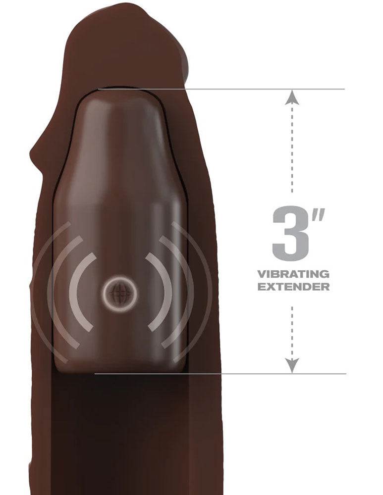 Fantasy X-Tensions Elite 9 Inch Sleeve Vibrating 3 Inch Plug With Remote - Brown by Anal Toys & Stimulators