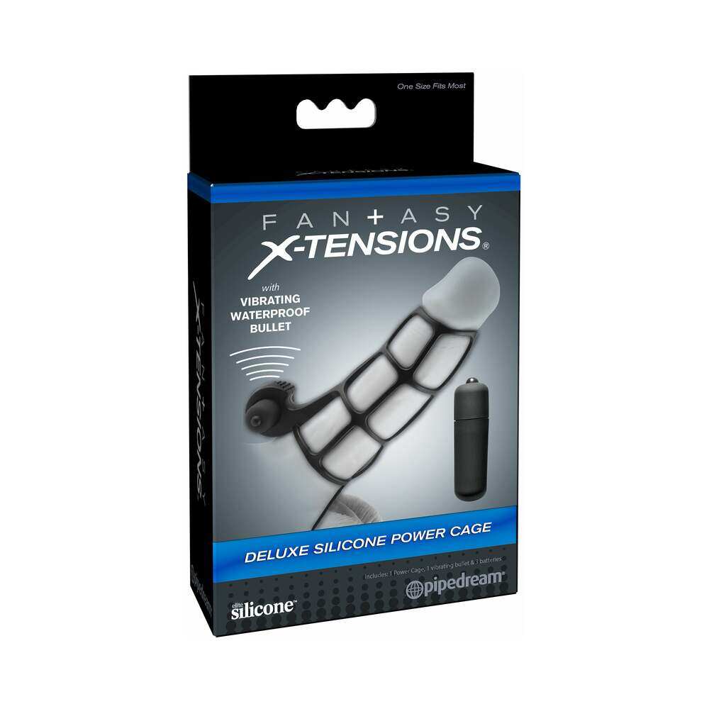 Fantasy X-tensions Vibrating Deluxe Silicone Power Cage Black by Bondage & Fetish Toys