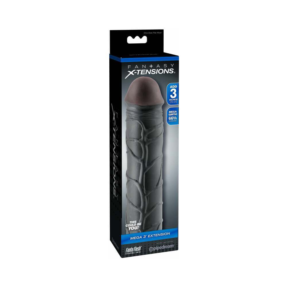 Fantasy X-tensions Mega 3 in. Extension Black by Cock & Balls