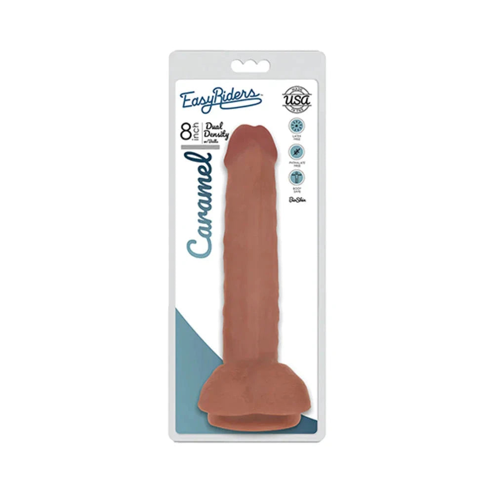 Curve Toys Easy Riders 8 in. Dual Density Dildo with Balls & Suction Cup Tan by Anal Toys & Stimulators