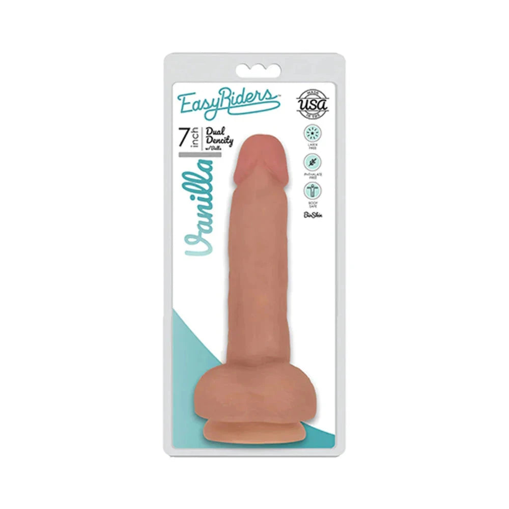 Curve Toys Easy Riders 7 in. Dual Density Dildo with Balls & Suction Cup Beige by Anal Toys & Stimulators