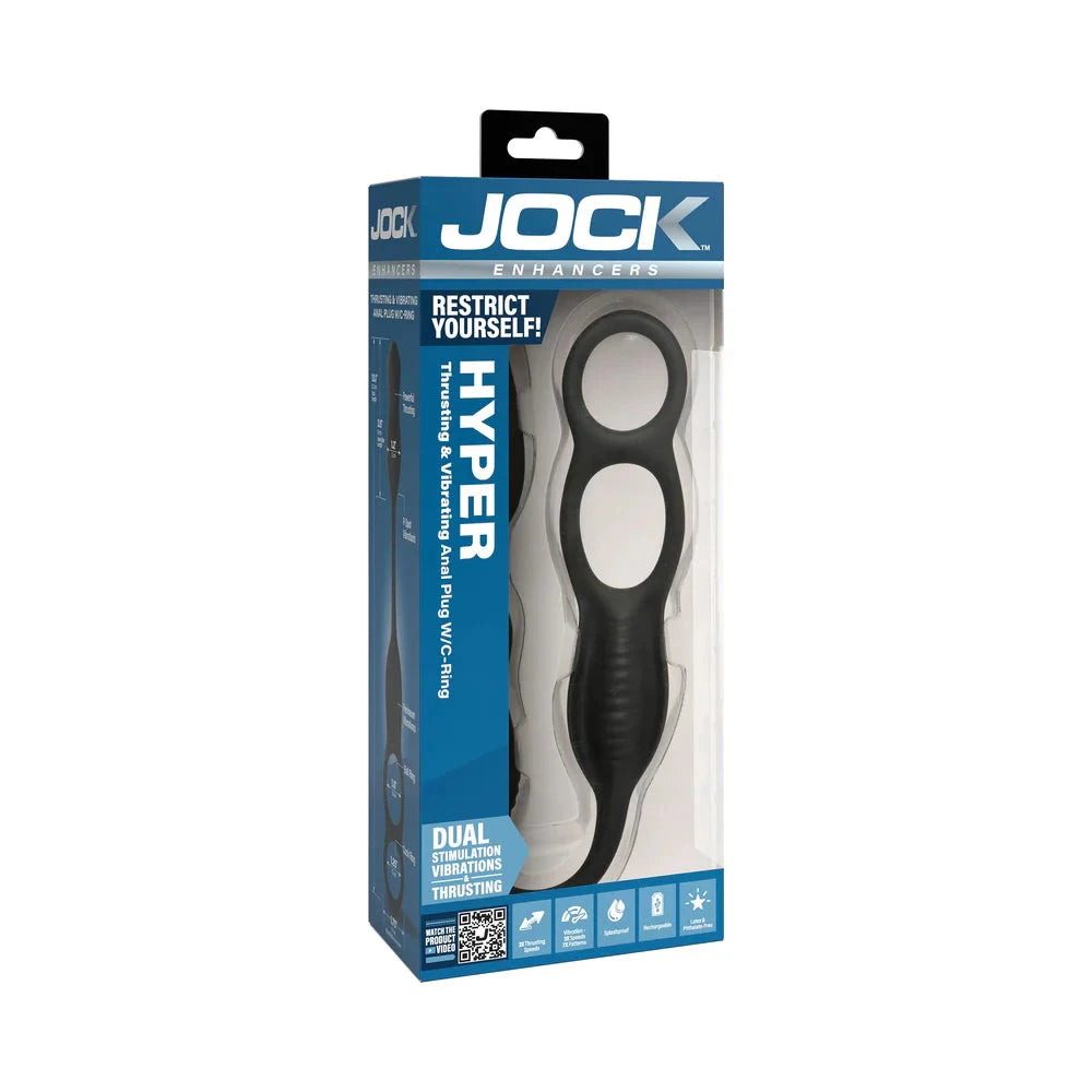JOCK Silicone Vibrating Plug with Cock & Ball Ring and Remote by Anal Toys & Stimulators