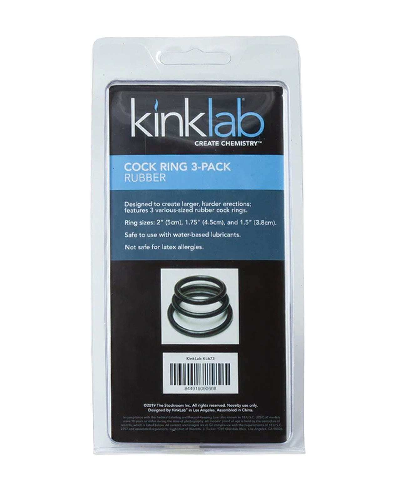 KinkLab Rubber Cock Ring - Pack of 3 by Cock & Balls