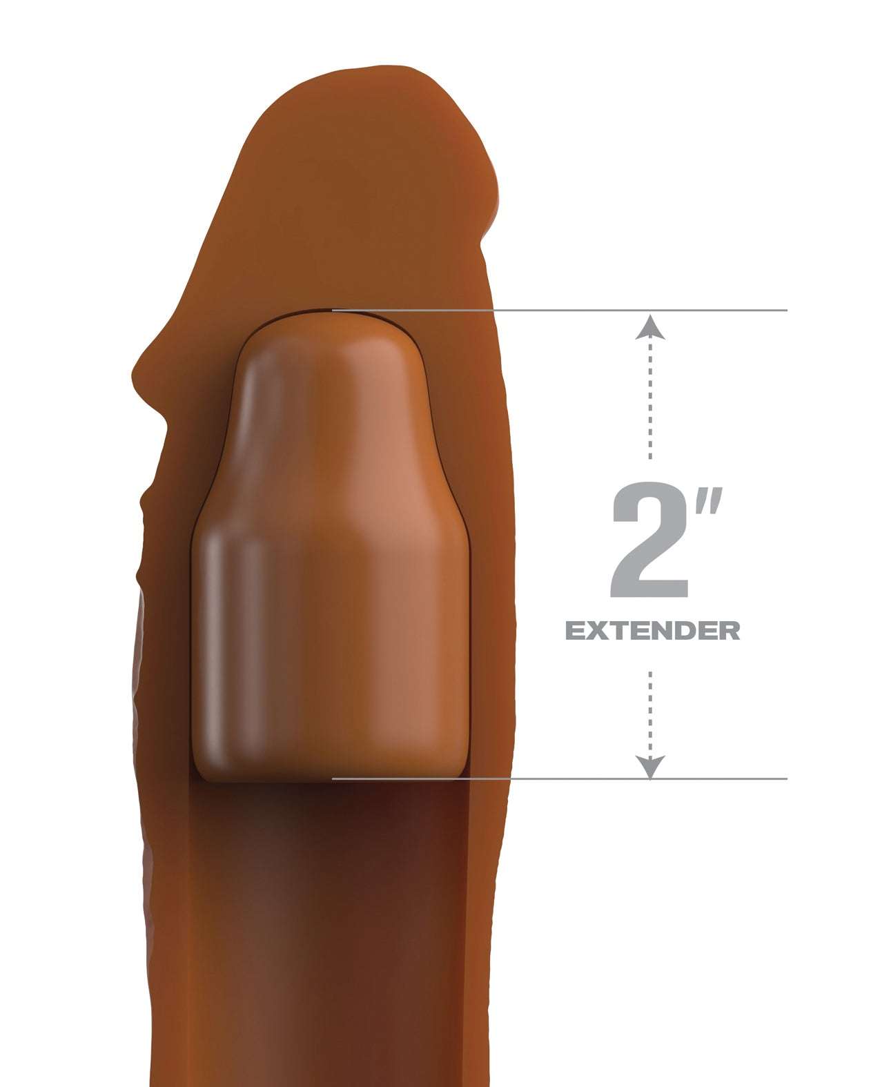 Fantasy X-tensions Elite 8-inch tan silicone sleeve with 2-inch plug extender for enhanced length and girth
