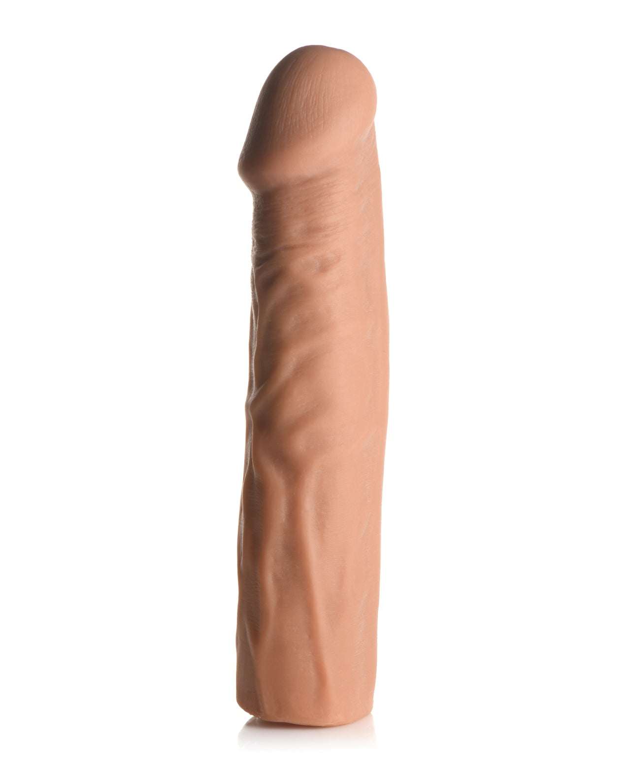 Curve Toys Jock Extra Long 3-inch realistic penis extension sleeve in flesh tone made from stretchy premium TPE material.