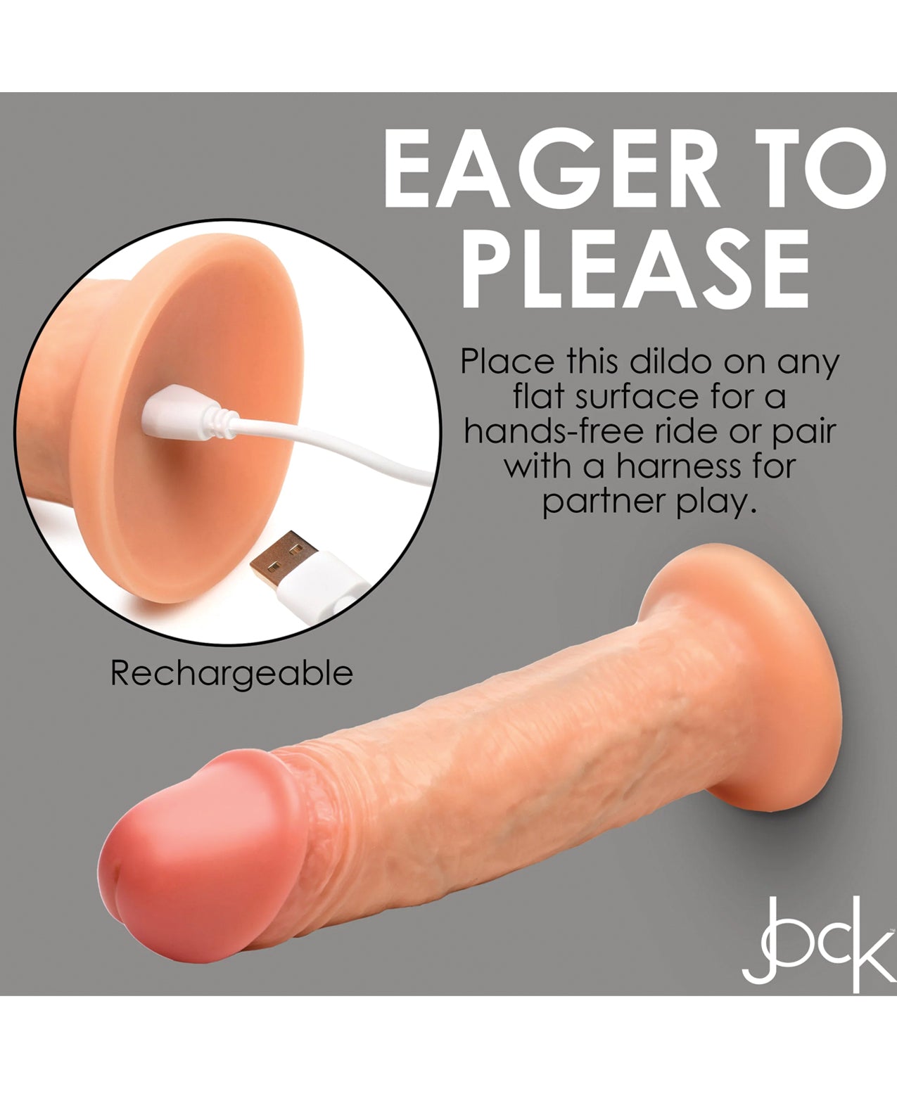 Curve Toys Jock Real Skin Silicone 8" Vibrating Dildo by Anal Toys & Stimulators