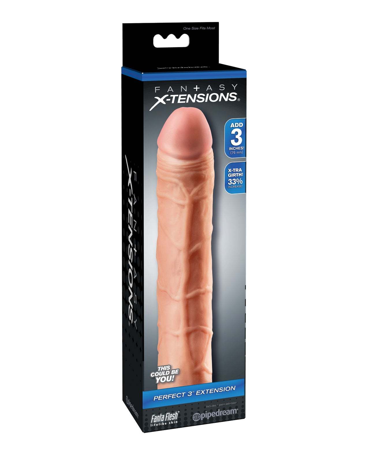 Fantasy X-tensions Perfect 3" Extension - Flesh by Cock & Balls