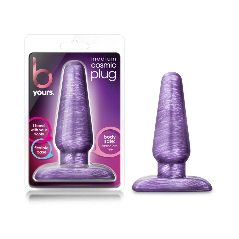 B Yours Cosmic Plug Medium in purple with flexible base and tapered design for comfortable beginner anal play