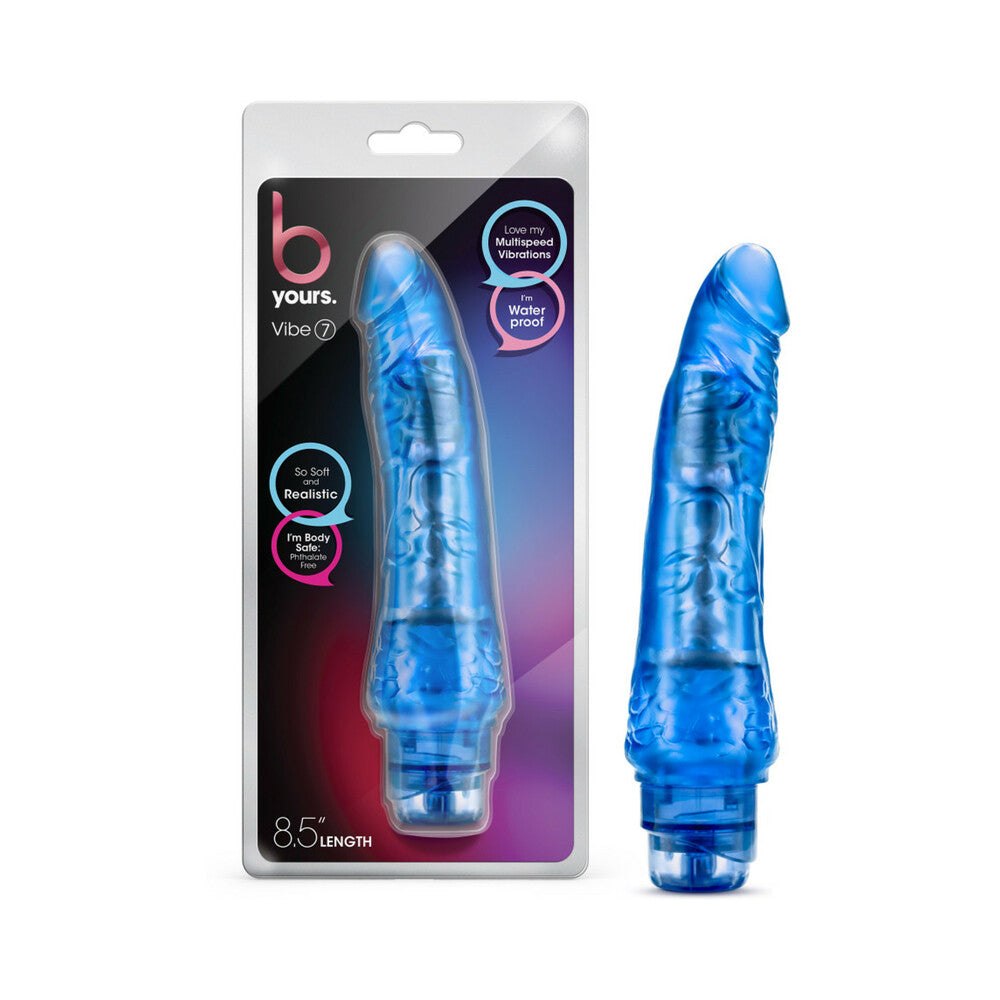 Blue B Yours Vibe 7 realistic 8.75-inch vibrating dildo with multi-speed waterproof design.