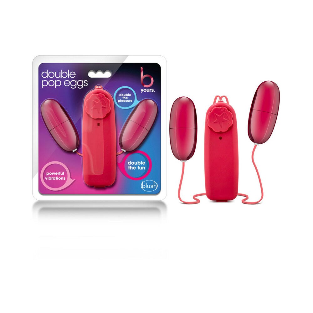 B Yours Double Pop Eggs Remote-Controlled Dual Bullet Vibrator Cerise by Vibrators and Massagers