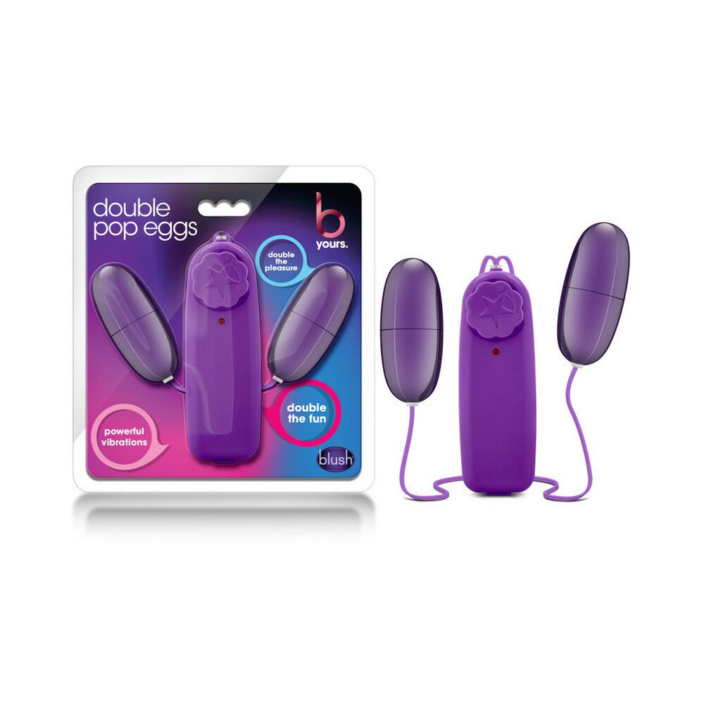 B Yours Double Pop Eggs Remote-Controlled Dual Bullet Vibrator Plum by Vibrators and Massagers