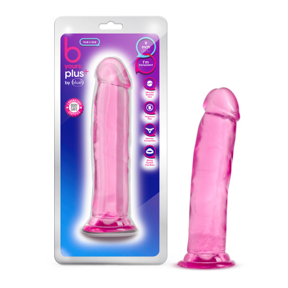 B Yours Plus Thrill n' Drill 9 in. Dildo Pink by Anal Toys & Stimulators