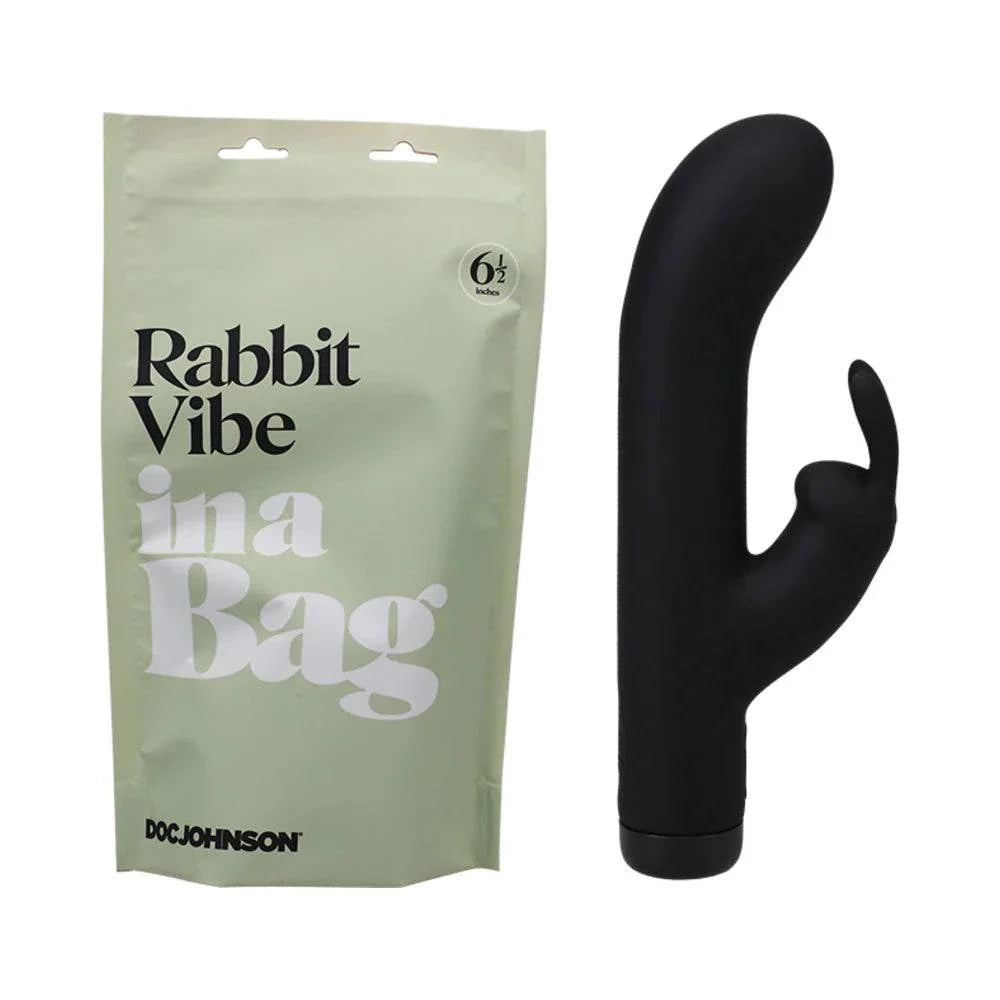 Doc Johnson Rabbit Vibe black rechargeable silicone dual stimulation vibrator with USB cable and discreet quiet motor