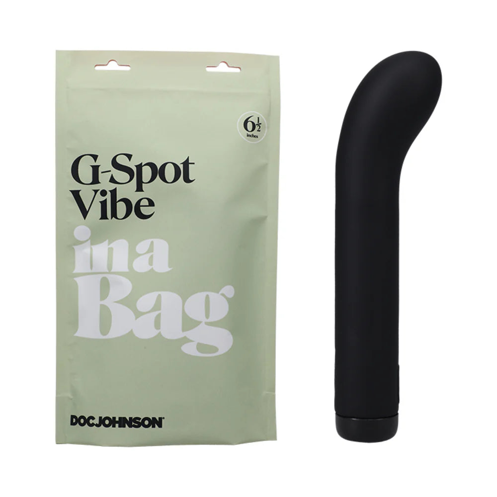 Doc Johnson G-Spot Vibe In A Bag Rechargeable Silicone Vibrator Black by Vibrators and Massagers