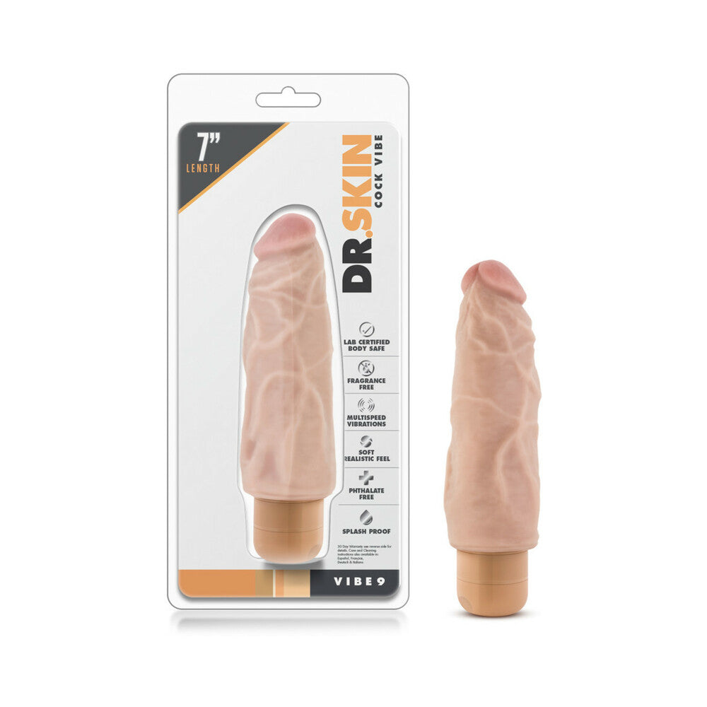 Dr. Skin Vibe 9 Realistic 7.5 in. Vibrating Dildo Beige by Anal Toys & Stimulators