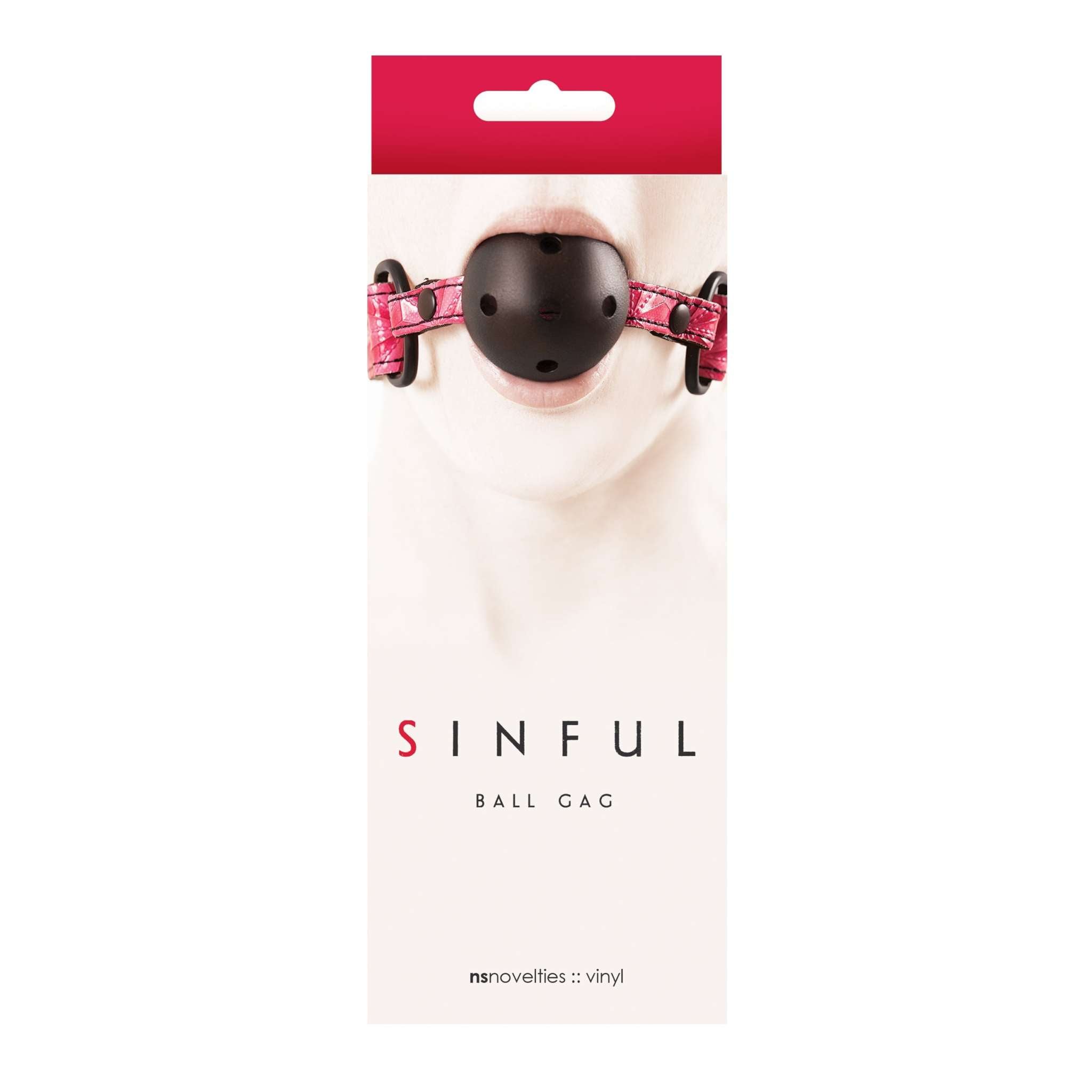Sinful Vinyl Ball Gag Pink by Bondage & Fetish Toys