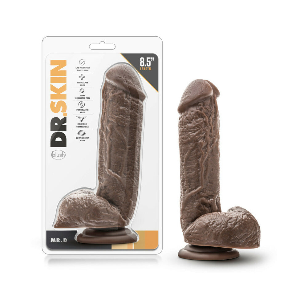 Dr. Skin Mr. D Realistic 8.5 in. Dildo with Balls Brown by Anal Toys & Stimulators