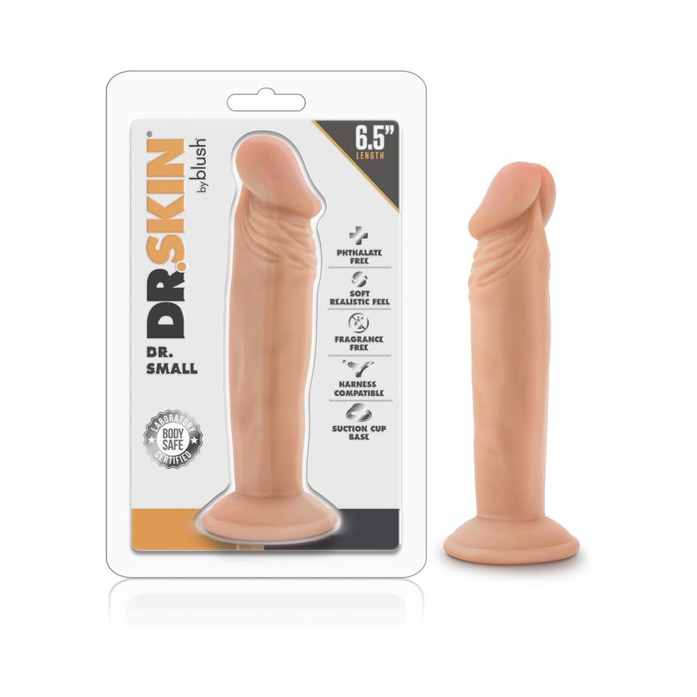 Dr. Skin Dr. Small 6.5 inch realistic beige dildo with suction cup base and lifelike texture